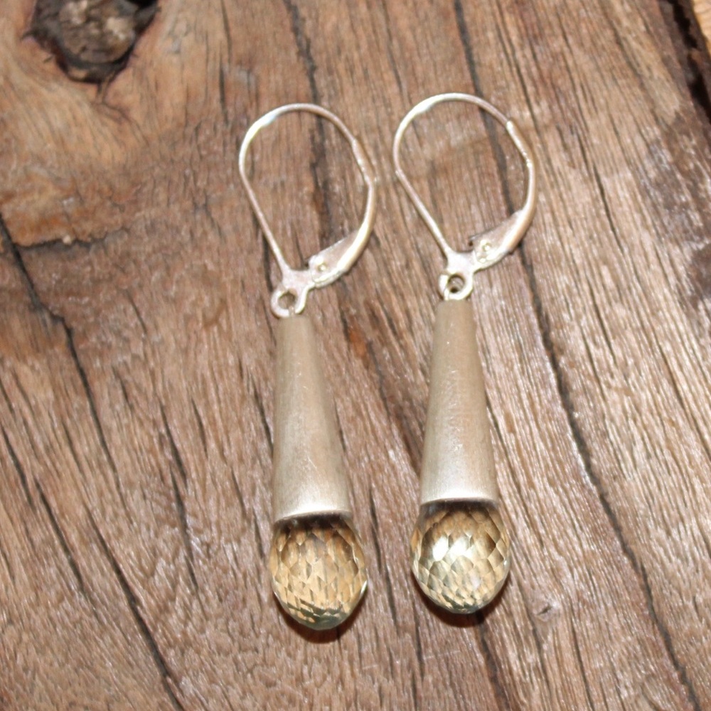 Prasiolite (Green amethyst)  teardrop earrings